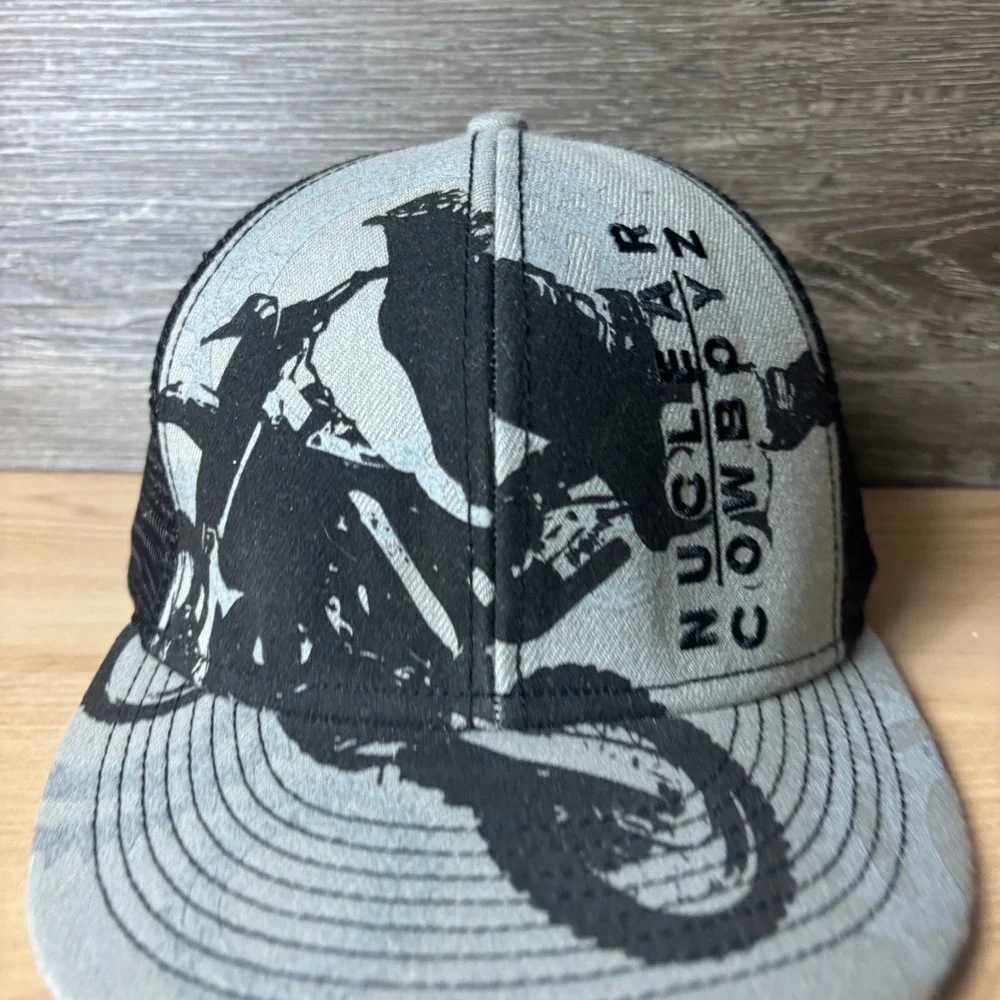 Nuclear Cowboyz Hat Cap Snapback Gray Motorcycle Biking Adjustable